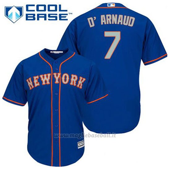 Maglia Baseball Uomo New York Mets Travis D'arnaud 7 Blu Alterner Cool Base
